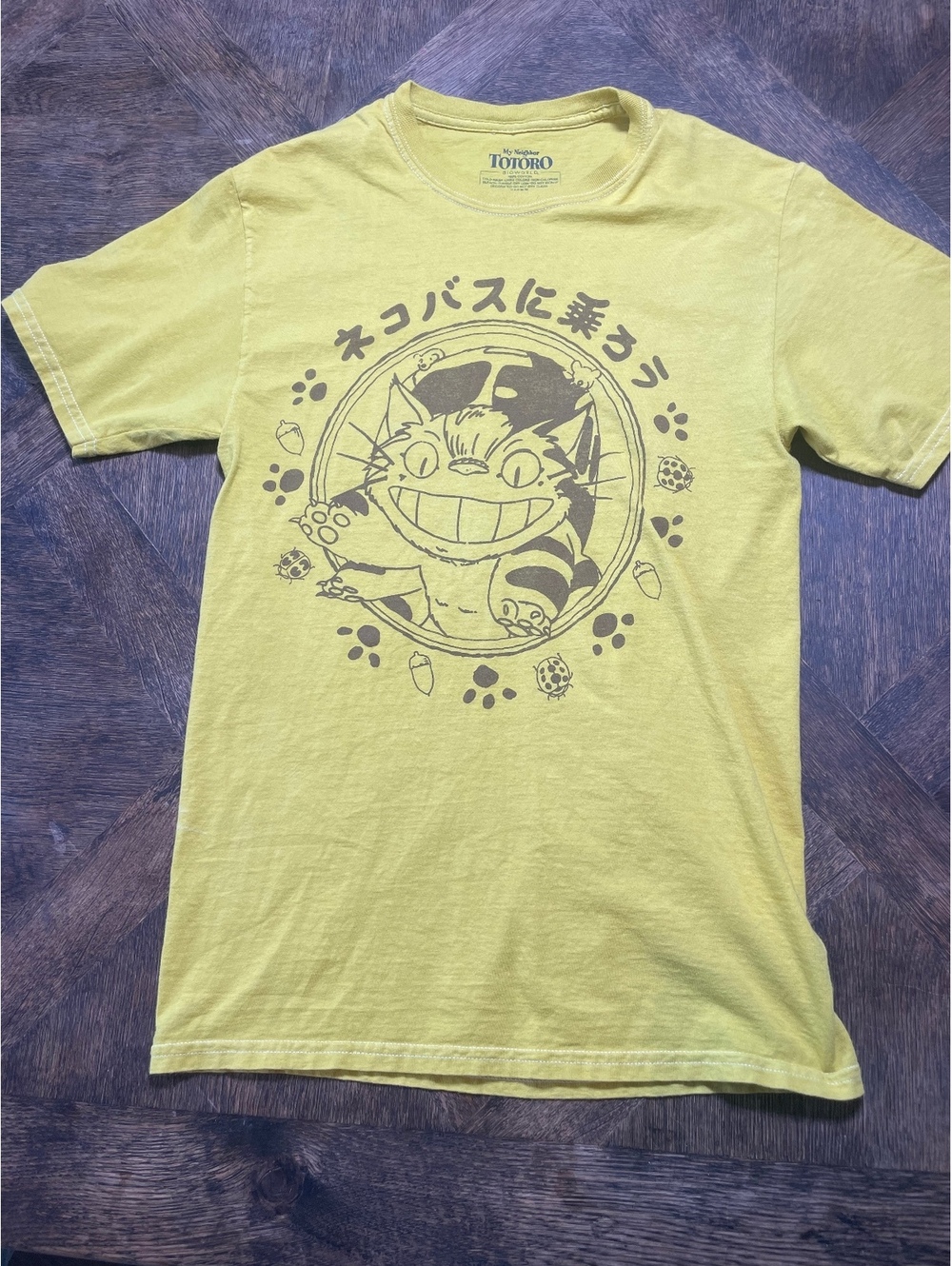 Totoro mustard yellow graphic tee size small